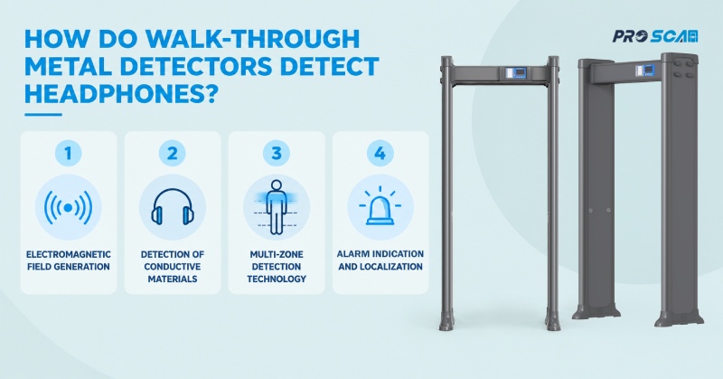 how do walk through metal detectors detect headphones