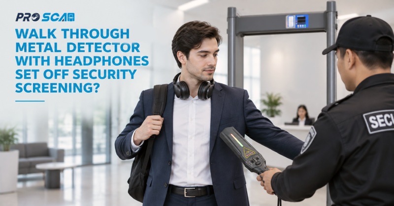 walk through metal detector with headphones set off security screening